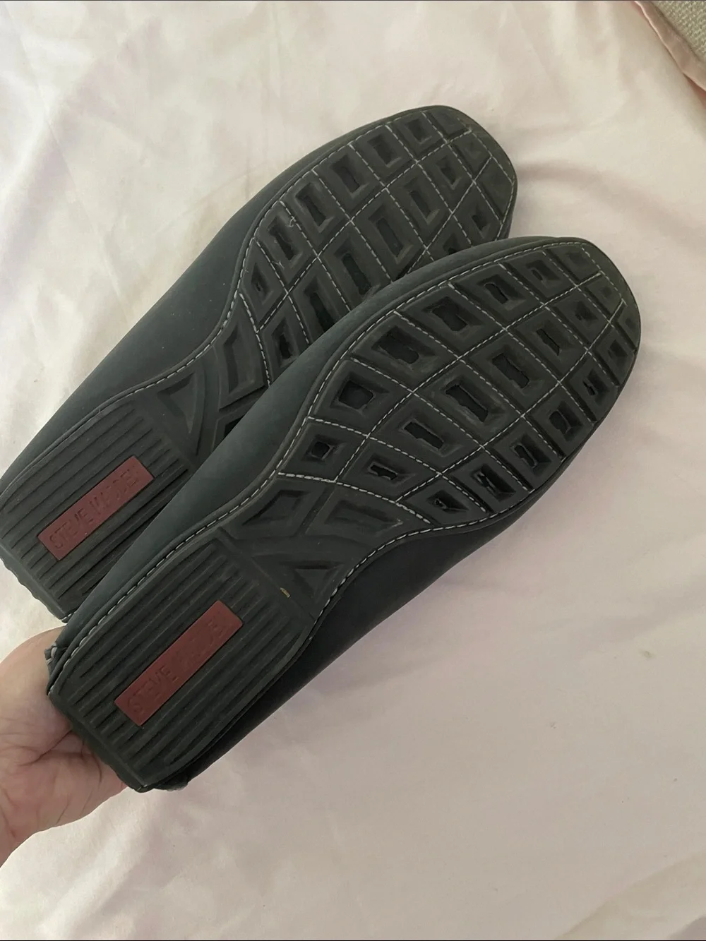 Steve Madden Black Men's Slip-On Loafers with Stitch Detailing Sz12